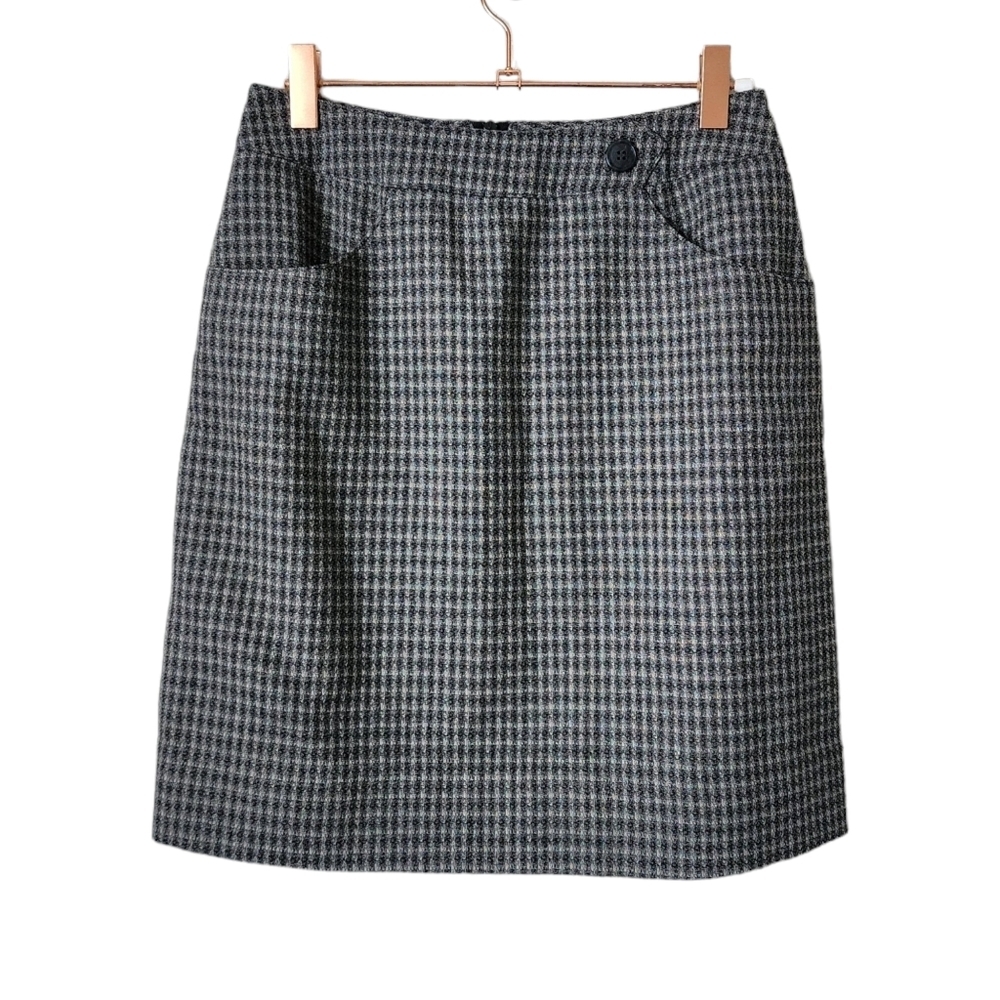 MY WEEKEND CLOTHES Wool‎ Mini Skirt Gray Plaid Lined Size 4 Dark Academia